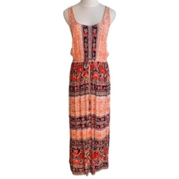 Angie Dresses & Skirts - Angie Boho Stretch Aztec Southwestern Patchwork Flowy Beach Resort Midi Dress S